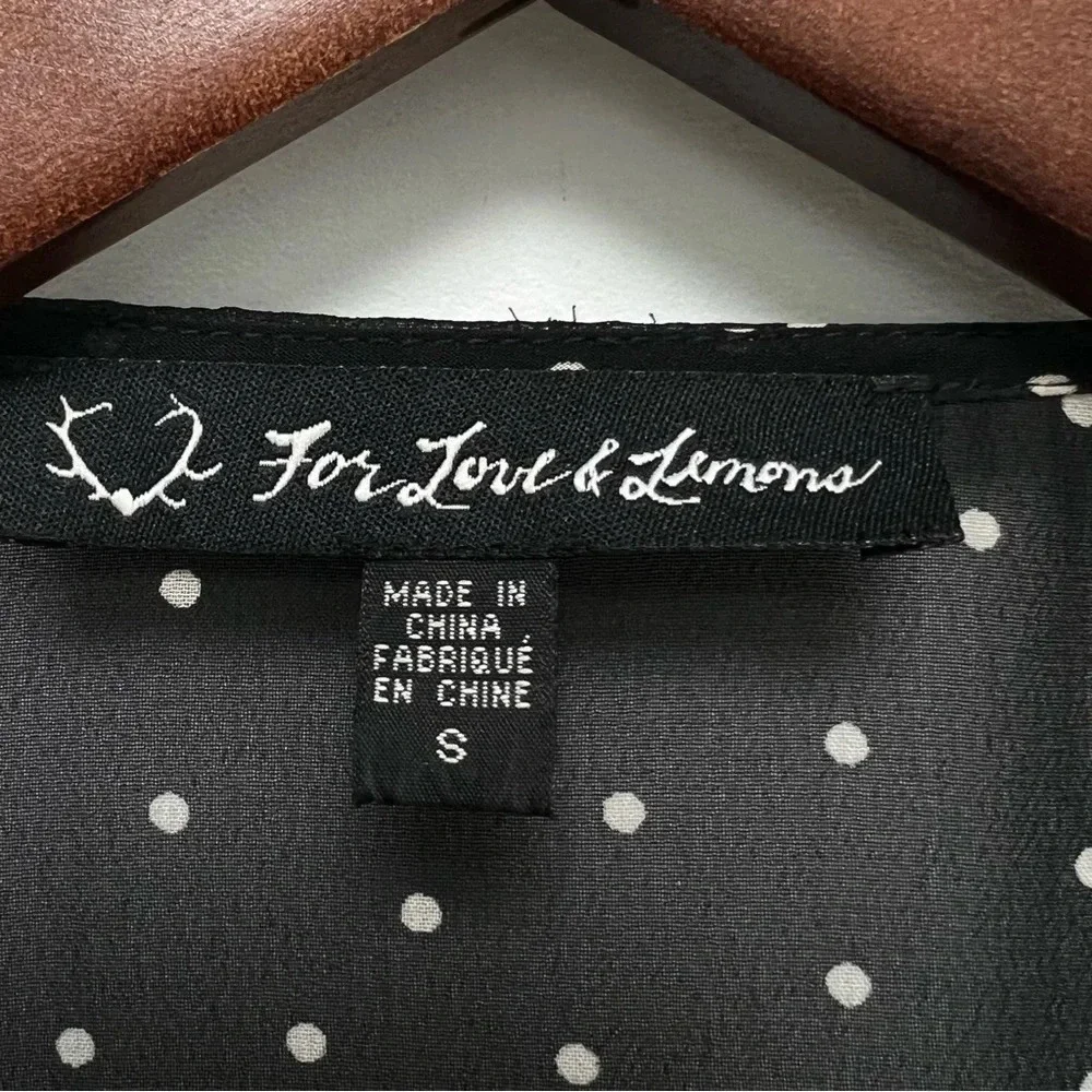 For Love & Lemons Truffles Polka Dot Babydoll Mini Dress Black Romantic Size S - Picture 8 of 11